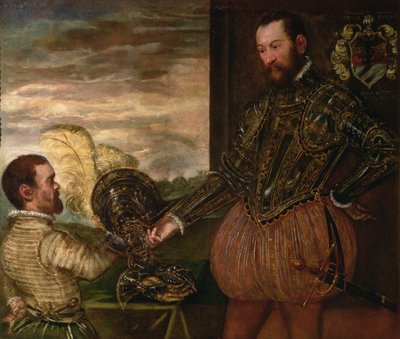 Scipio Clusone con un valet enano de Jacopo Robusti Tintoretto